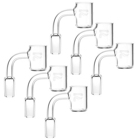 Pulsar quartz banger with flat top barrel, 14mm male joint and 90 degree stem, 6-count pack for dabbing