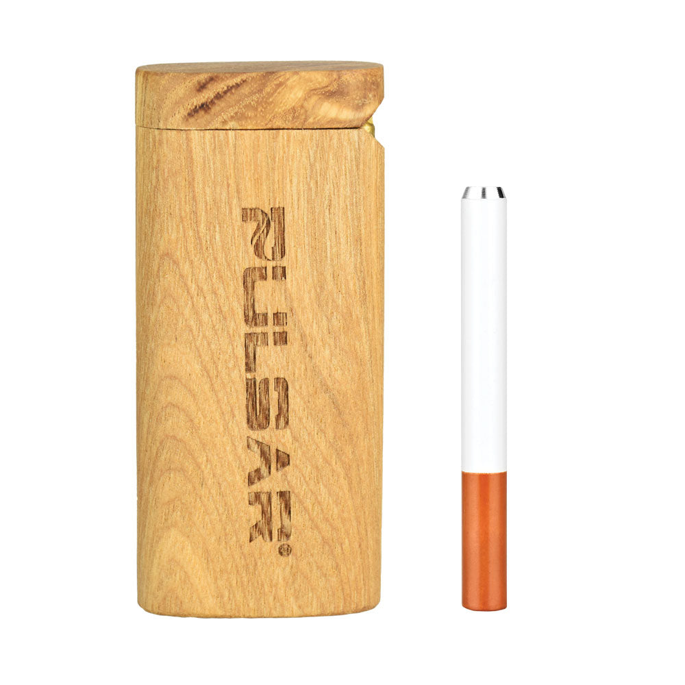 Pulsar Straight Wood Dugout with One-Hitter, Front View - Portable and Compact for Dry Herbs