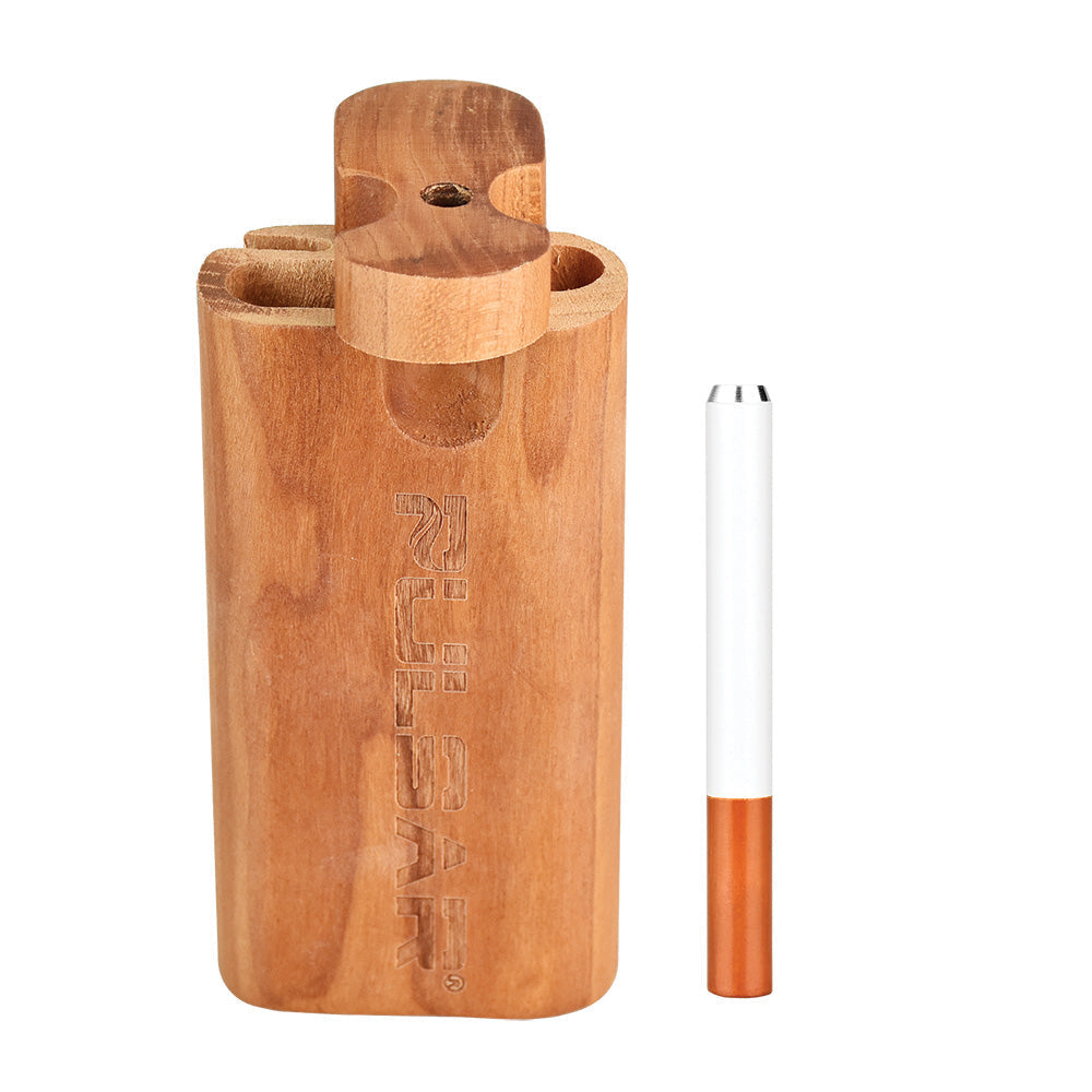 Pulsar Straight Wood Dugout with Twist Top and White Chillum - Front View