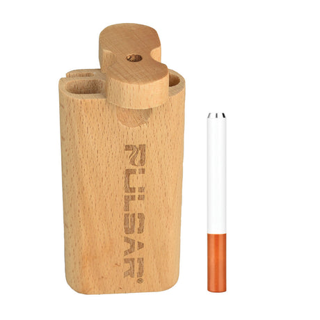 Pulsar Straight Wood Dugout with Twist Top, 4" Compact Design for Dry Herbs - Side View