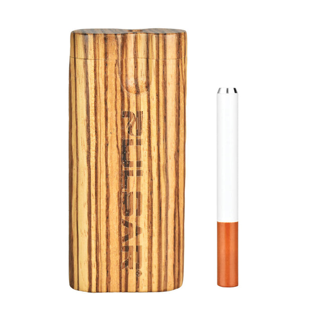 Pulsar Straight Zebrawood Dugout with Twist Top and White Chillum - Front View