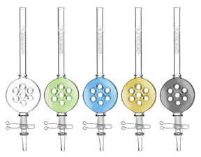 Pulsar Swiss Diffuser Vapor Straws in assorted colors, front view on reflective surface