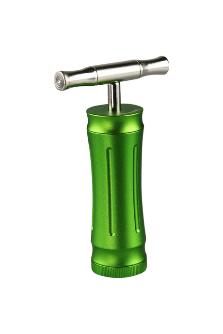 Pulsar T-Style Pollen Press in Green Aluminum, 1.3" x 4", Durable Construction, Isolated on White