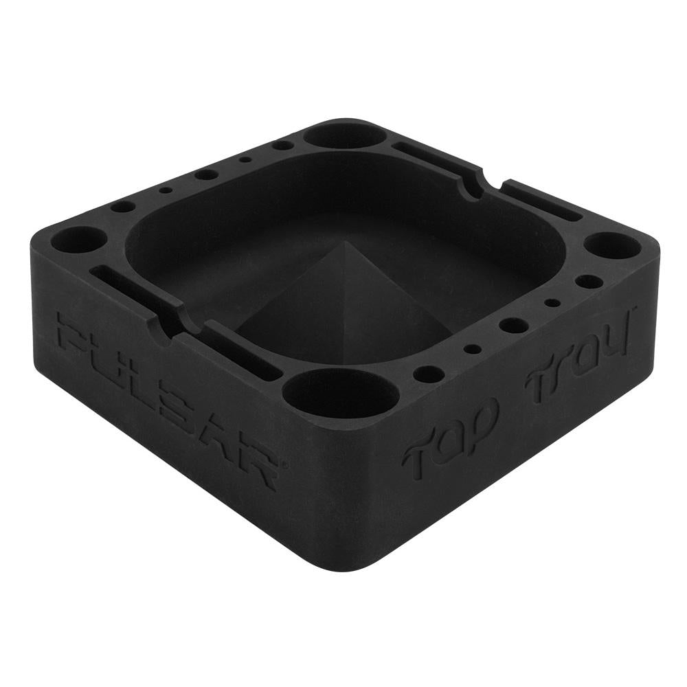 Pulsar Tap Tray in Black Silicone - 5.25" x 5.25" - Top View for Dry Herbs and Concentrates