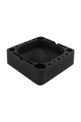 Pulsar Tap Tray in black silicone, angled view, with compartments for dry herbs and concentrates