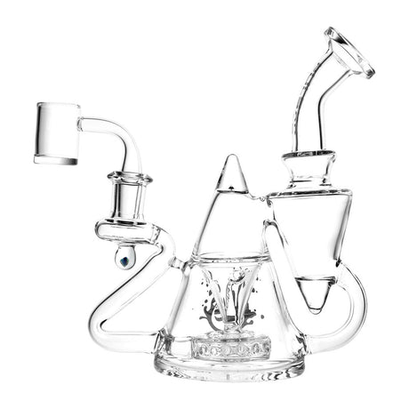 Pulsar Clear Tea Pot Recycler Rig, 7.75" with 14mm Female Joint, Borosilicate Glass, Front View