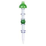 Pulsar Terp Sauce Carb Cap Dabber in clear borosilicate glass with green accents, front view