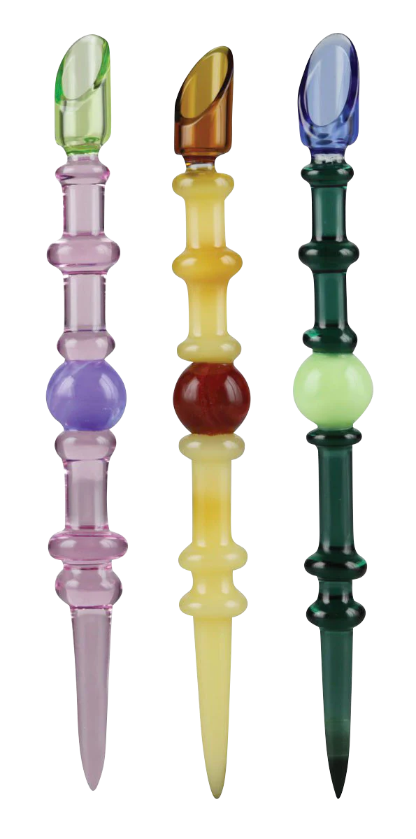 Pulsar Terp Sauce Glass Dabber Tools in various colors, 6" borosilicate glass, for concentrates