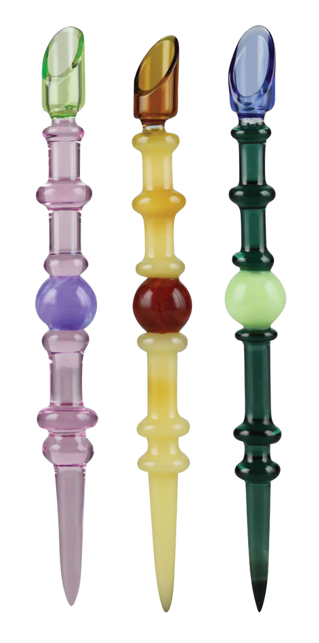 Pulsar Terp Sauce Glass Dabber Tools in various colors, 6" borosilicate glass, for concentrates