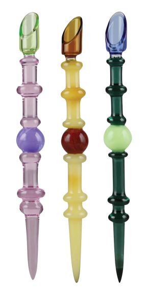 Pulsar Terp Sauce Glass Dabber Tools in various colors, 6" borosilicate glass, for concentrates