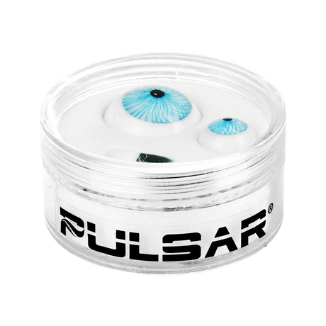 Pulsar Terp Slurper "All Eyes On Me" Set with blue eye design, borosilicate glass, front view