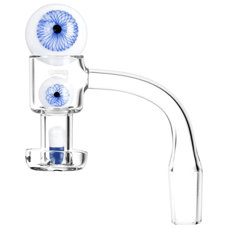 Pulsar Terp Slurper Banger Set with Blue Eye Design on Borosilicate Glass, Side View