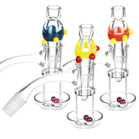 Pulsar Terp Slurper Quartz Banger Kit with colorful glass beads, 45 Degree angle view