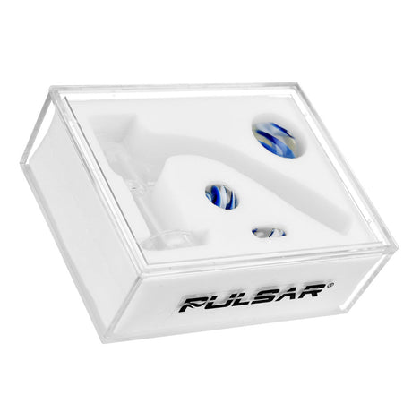 Pulsar Terp Slurper Set with Quartz Banger and Blue Swirl Terp Pearls in Box