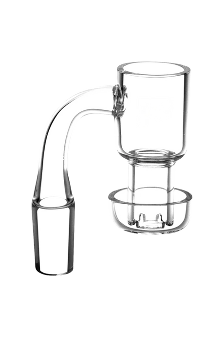 Pulsar Terp Vacuum Banger made of Quartz, clear side view, for dab rigs with male joint sizes 10mm to 19mm