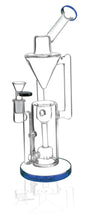 Pulsar Thinker Gravity Recycler Water Pipe, 13 inch, 14mm Female joint, clear borosilicate glass, front view
