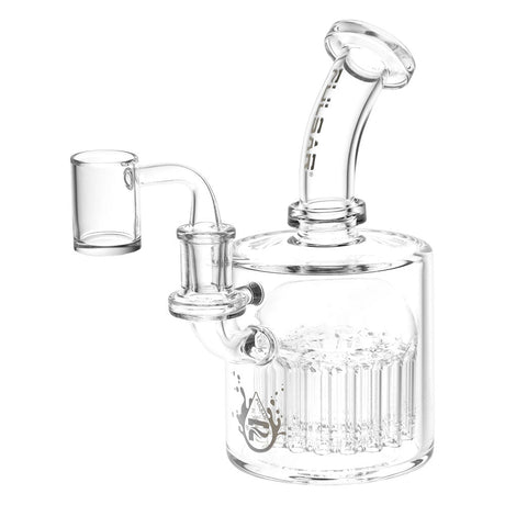 Pulsar Clear Borosilicate Glass Dab Rig with Thirty-Arms Percolator, Angled Neck, and Banger - Front View