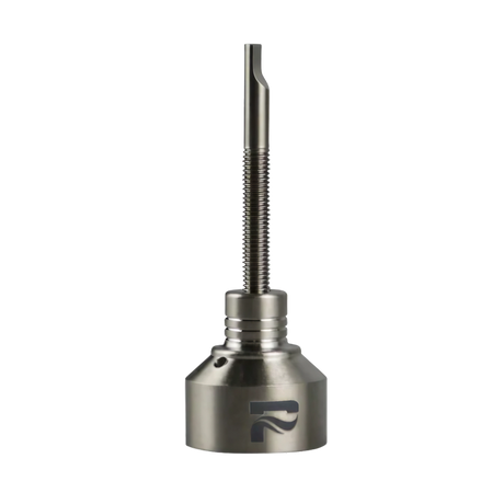 Pulsar Titanium Carb Cap with integrated Dabber, angled side view on a seamless background