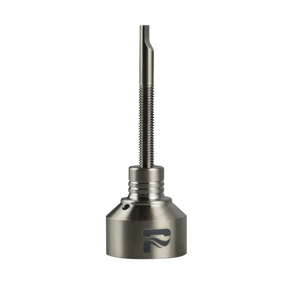 Pulsar Titanium Carb Cap with integrated Dabber, angled side view on a seamless background