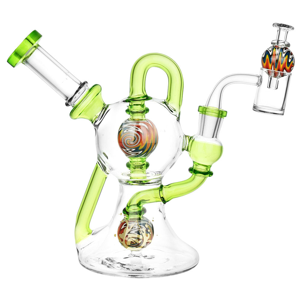 Pulsar 7" Recycler Dab Rig Kit with Ball Cap, 14mm Female - Front View on White Background