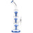 Pulsar Triple Jellyfish Perc Water Pipe in Blue, 14" Borosilicate Glass, Front View on White Background