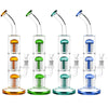 Pulsar Triple Jellyfish Perc Water Pipes in varied colors with clear borosilicate glass, front view