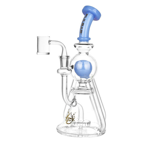 Pulsar Triple Threat Blue 3-Arm Recycler Dab Rig, 10", 14mm Female, Borosilicate Glass, Front View