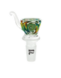 Pulsar Trippy Swirl Worked Herb Slide with 14mm Male Joint on Seamless White