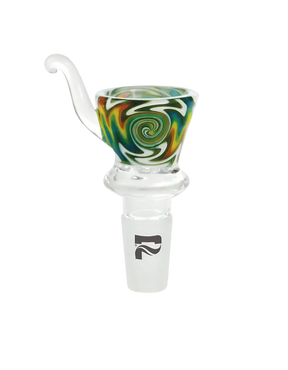 Pulsar Trippy Swirl Worked Herb Slide with 14mm Male Joint on Seamless White