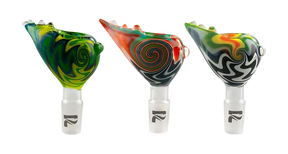 Pulsar Worked Herb Slide in Assorted Colors, 14.5mm Male Joint, Front View on White Background