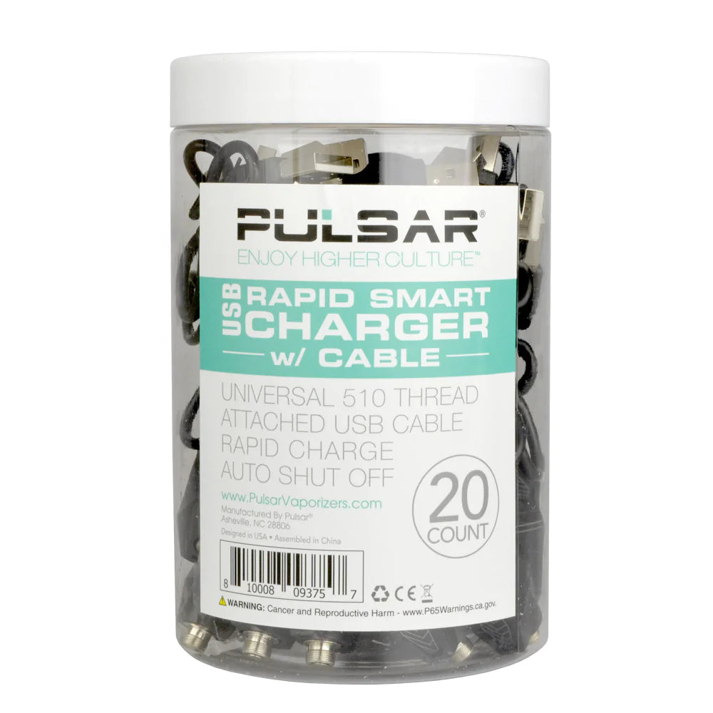 Pulsar USB 510 Smart Charger 20 Pack, Front View, Bulk Packaging for Easy Resale