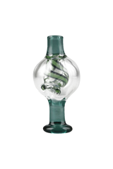 Pulsar UV Reactive Bubble Swirl Carb Cap made of Borosilicate Glass, front view on seamless background