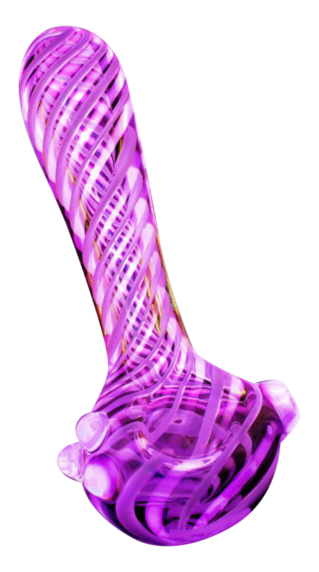 Pulsar UV Reactive Candy Stripe Spoon Pipe for Dry Herbs, Borosilicate Glass, 4.5" Size