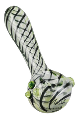 Pulsar UV Reactive Candy Stripe Spoon Pipe, 4.5" Borosilicate Glass, Side View