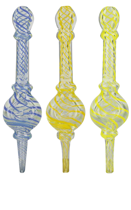 Pulsar UV Reactive Spoon Pipes with Poker Tools in Blue and Yellow, Front View
