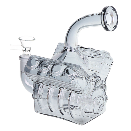 Pulsar V8 Engine glass bong with a 14mm female joint and a Pulsar logo on the borosilicate glass body