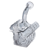Pulsar V8 Engine novelty bong in borosilicate glass with a smoke-colored electroplated exterior