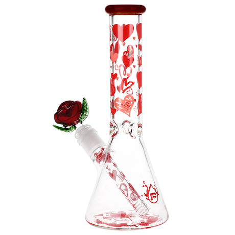 Pulsar Valentine's Hearts 'n' Roses Glass Herb Pipe Duo | 10" | 14mm F