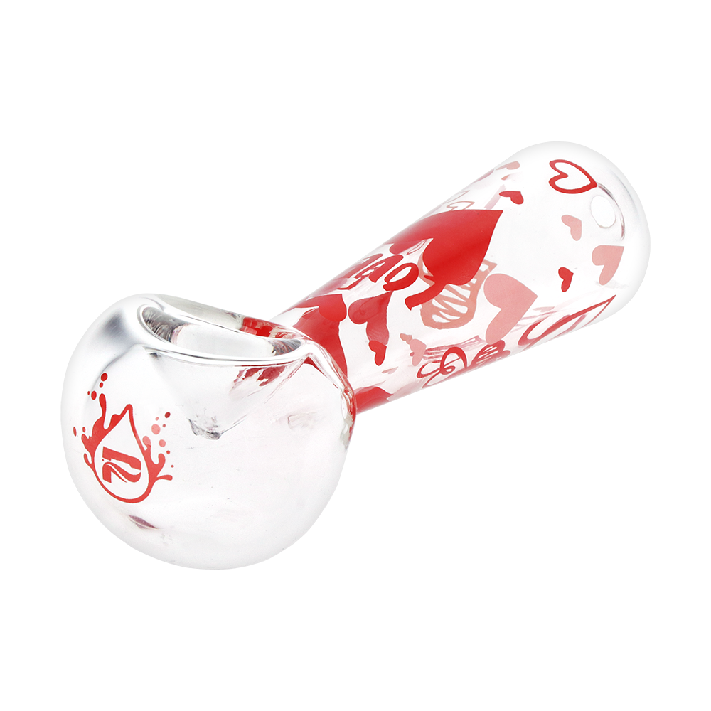 Pulsar Valentine's Hearts 'n' Roses Glass Herb Pipe Duo | 10" | 14mm F