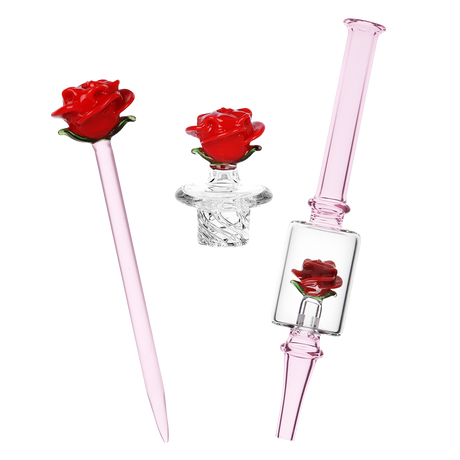 Pulsar Valentine's Rose Glass Dab Rig Set | 8.25" | 14mm F