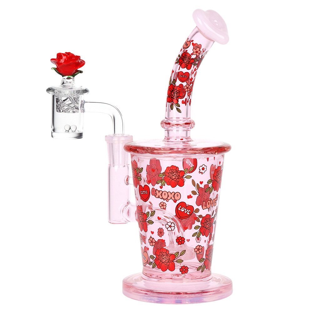 Pulsar Valentine's Rose Glass Dab Rig Set | 8.25" | 14mm F