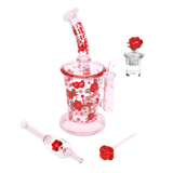 Pulsar Valentine's Rose Glass Dab Rig Set | 8.25" | 14mm F