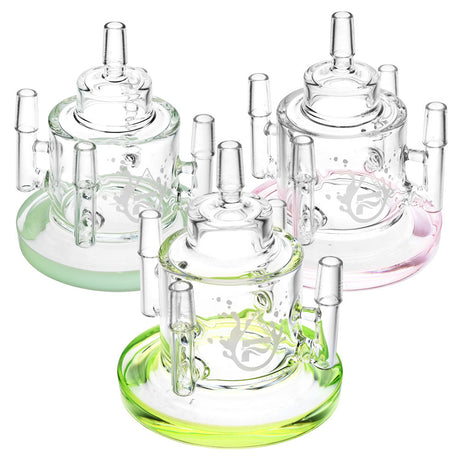 Pulsar Vapor Vessel Stands in various colors, 5.5" tall, 14mm Male, top view on white background