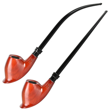 Pulsar Wooden Volcano/Churchwarden Hybrid Toba Pipe for Dry Herbs, 12.5" Long - Dual Angle View