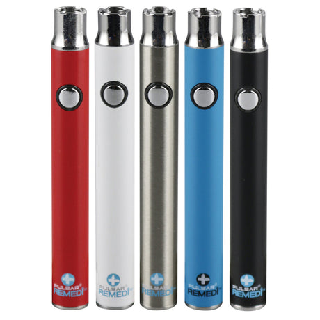 Assorted colors Pulsar VV Batteries with Preheat function, 12 Pack, front view on white background