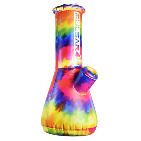 Pulsar Inflatable Water Pipe with vibrant tie-dye design, 36" vinyl bong, front view