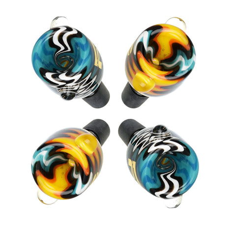 Pulsar Wig Wag Herb Slides set, 14mm Male Joint, assorted swirl designs in borosilicate glass