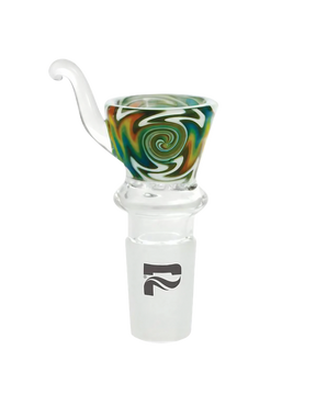 Pulsar Worked Herb Slide with swirl design, 19mm Male Bowl, front view on white background