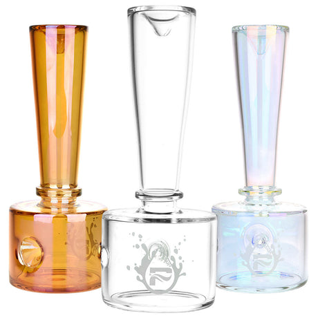 Pulsar XL Stacked Geometric Hand Pipes in Black and Clear Borosilicate Glass, 8.75" Tall