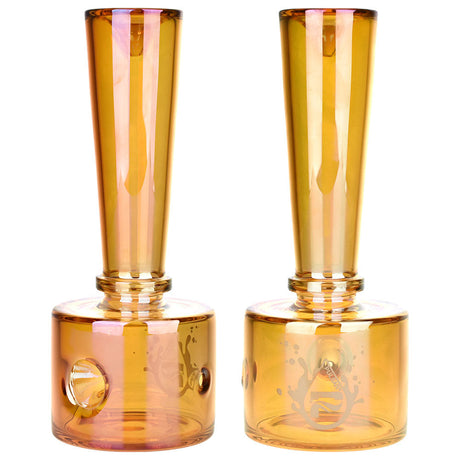 Pulsar XL Stacked Geometric Hand Pipe in Amber, Front View on White Background